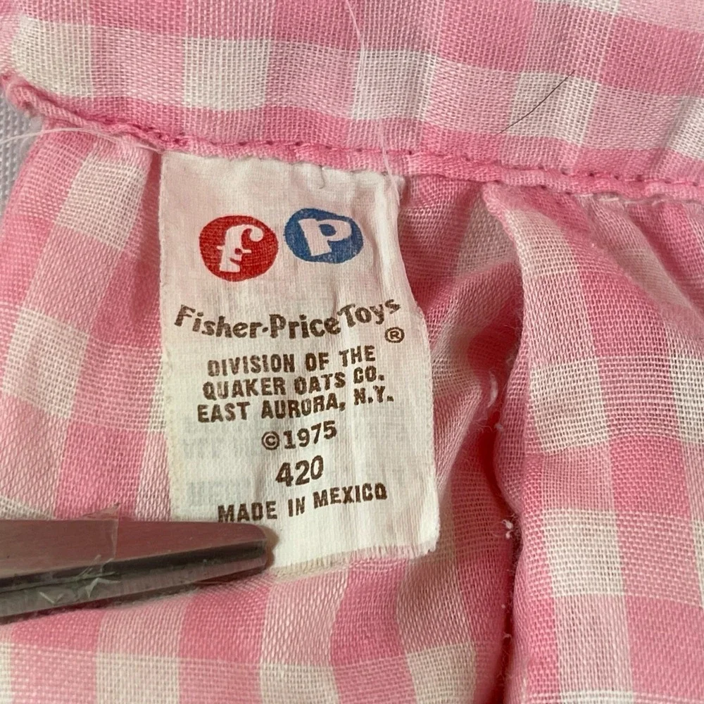 Fisher Price Pink Girl Doll Lolly Dolly Gingham Plush 11